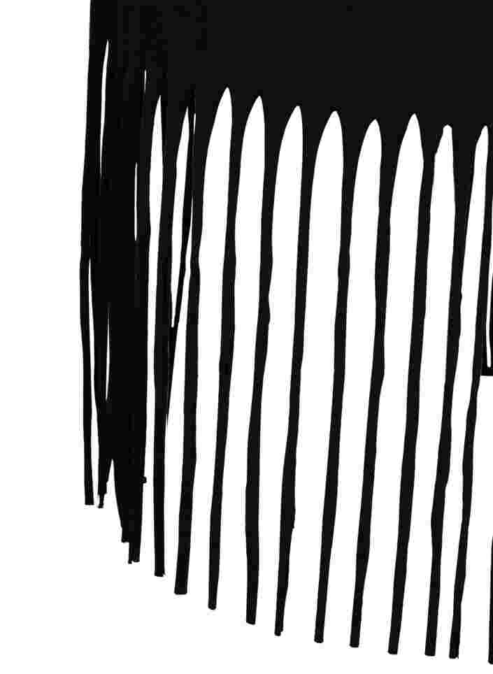 Kurzärmeliges Baumwollkleid mit Fransen, Black, Packshot image number 3