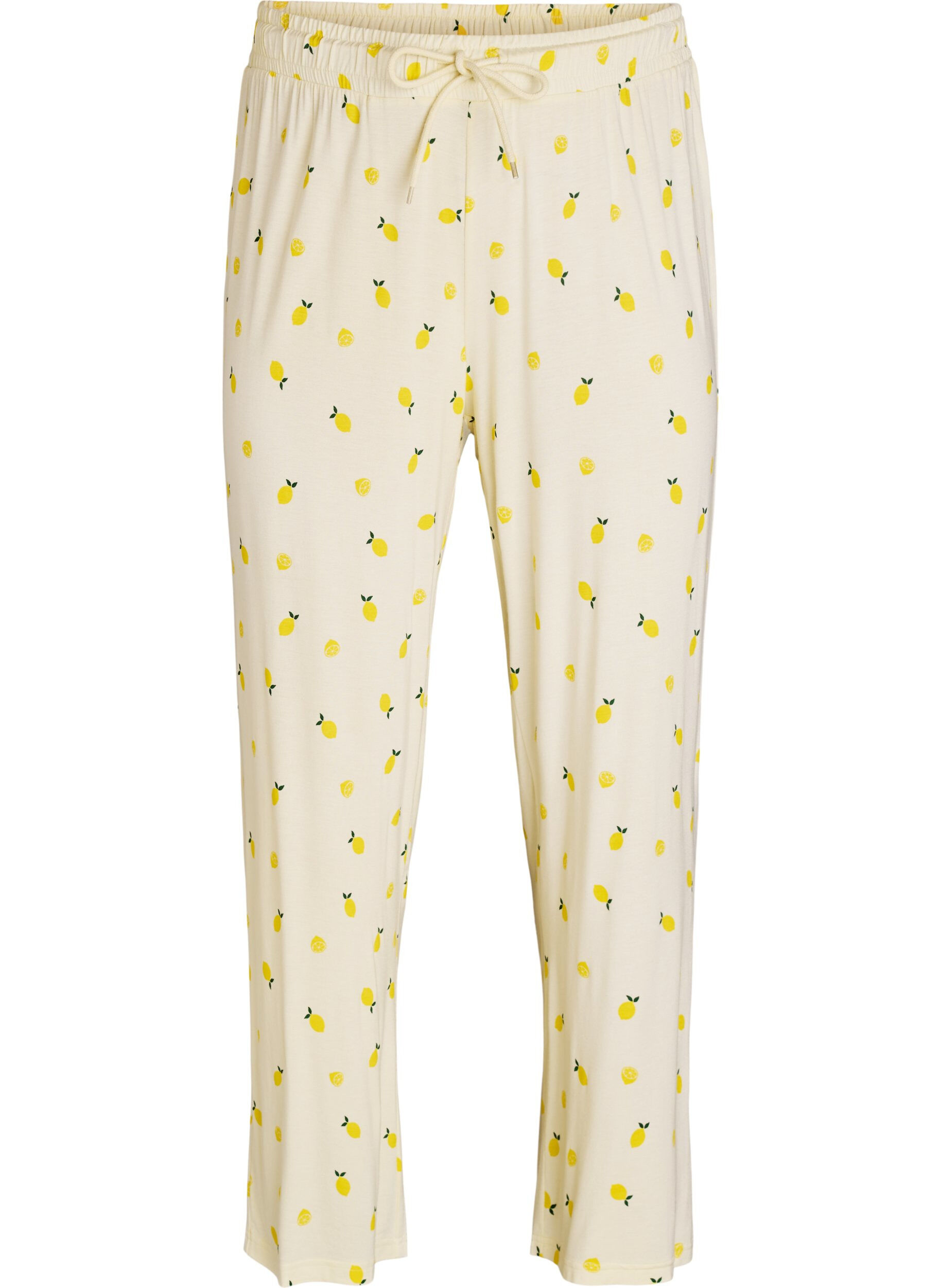 ZizziPyjamahose aus weichem Jersey mit hoher Taille und Frucht-Print, Gelb, Packshot image number 0