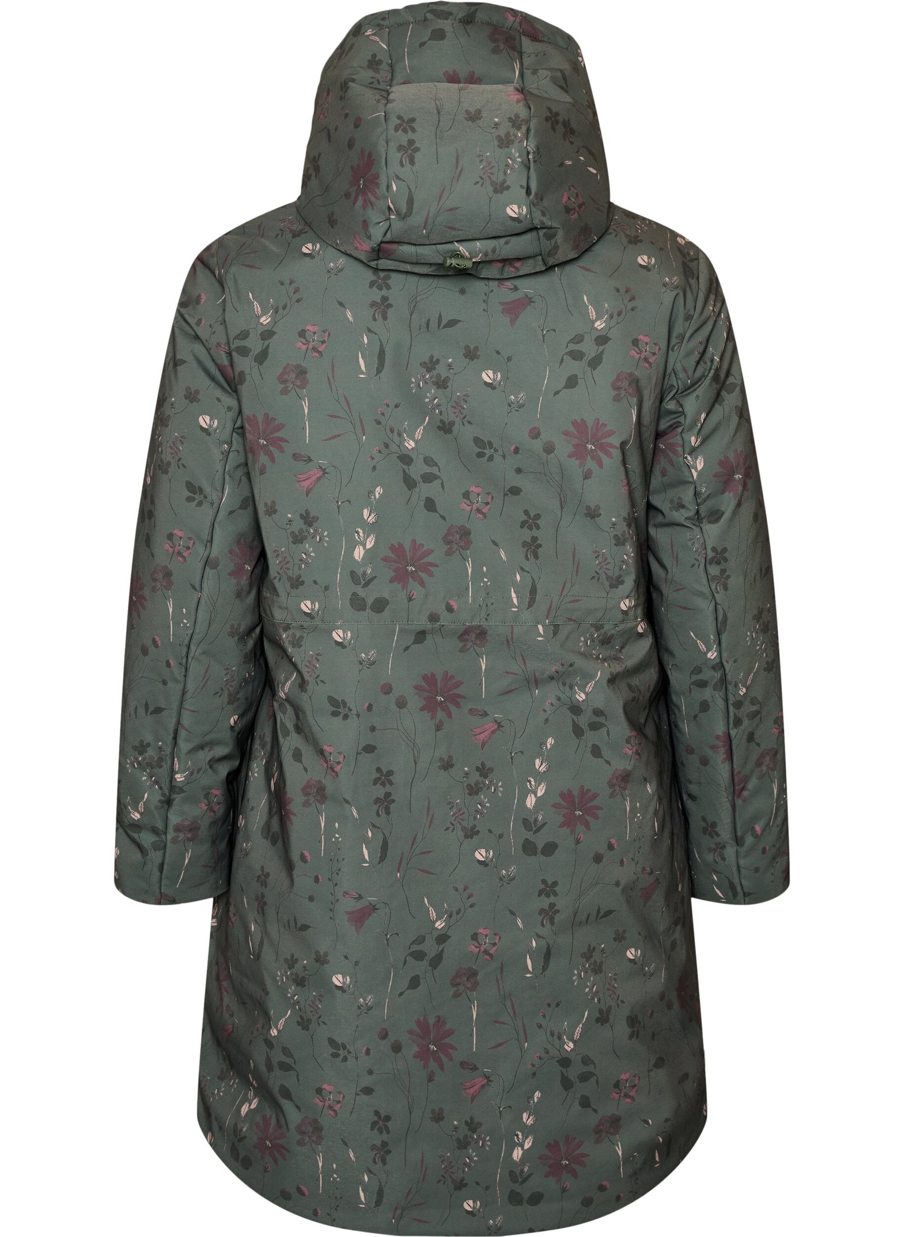 ZizziGepolsterte Winterjacke mit Blumenprint, Gr&uuml;n, Packshot image number 1