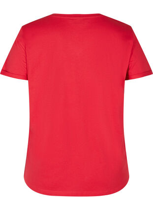 Trainings-T-Shirt aus Baumwolle mit Aufdruck, Haute Red, Packshot image number 1