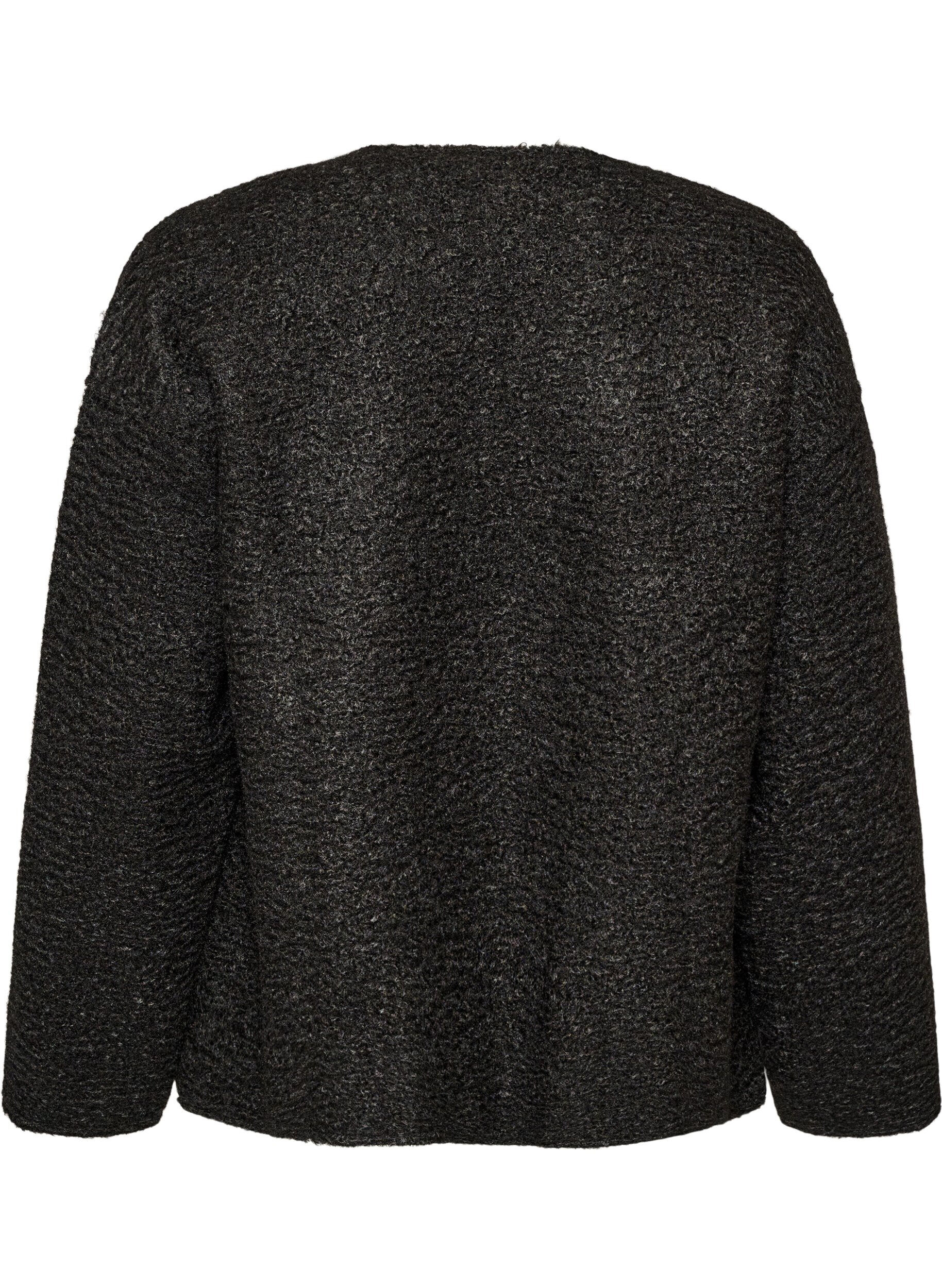 ZizziLockere Strickjacke mit Taschen, Schwarz, Packshot image number 1
