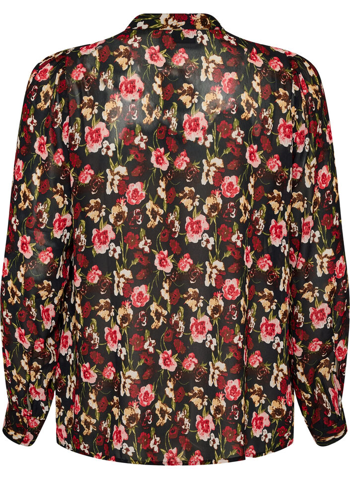 Bluse mit Allover-Print und kurzer Knopfleiste, Rot, Packshot image number 1