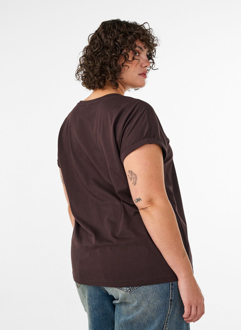 T-Shirt mit dekorativem Frontprint, Braun, Model image number 2