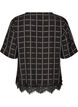 Karierte Bluse mit Spitzenbesatz und ellenbogenlangen &Auml;rmeln, Schwarz, Packshot image number 1