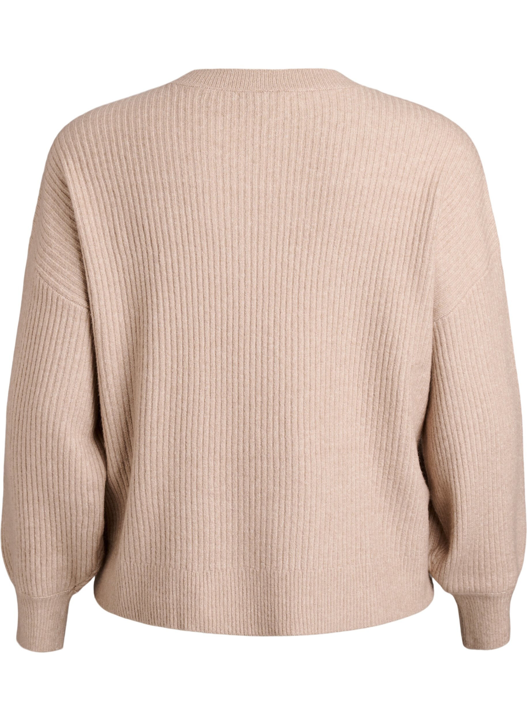 ZizziRippenstrick Strickjacke mit Kn&ouml;pfen, Beige, Packshot image number 1