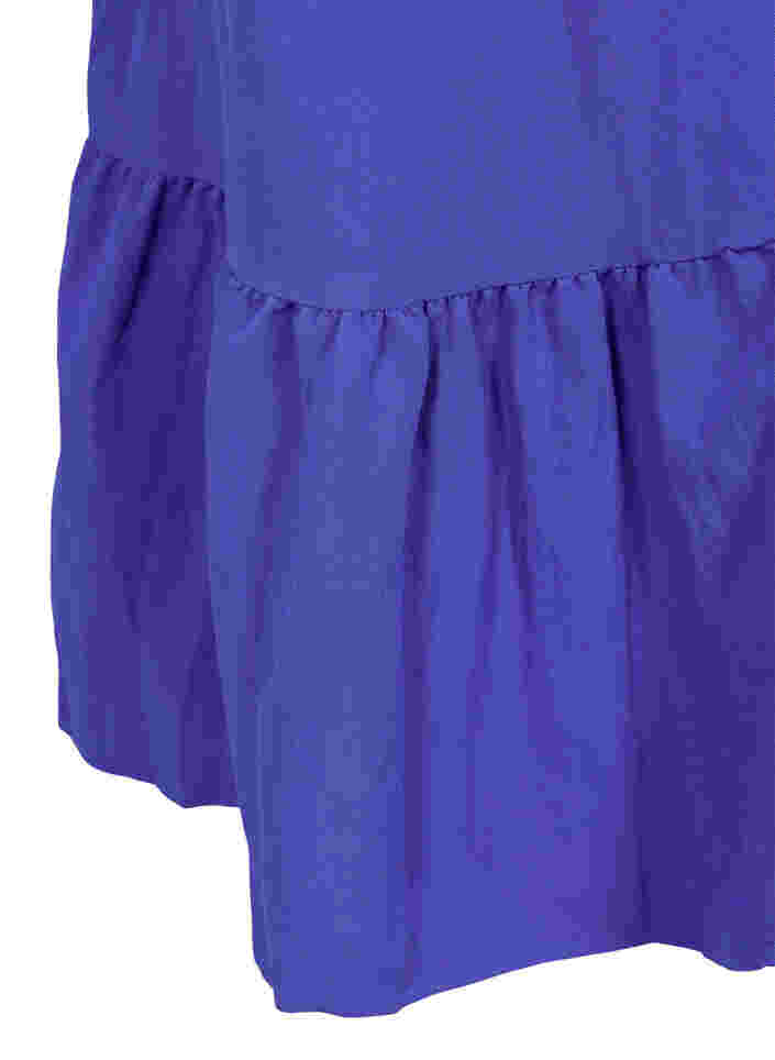 Kurzarm Viskosekleid mit V-Ausschnitt, Dazzling Blue, Packshot image number 3