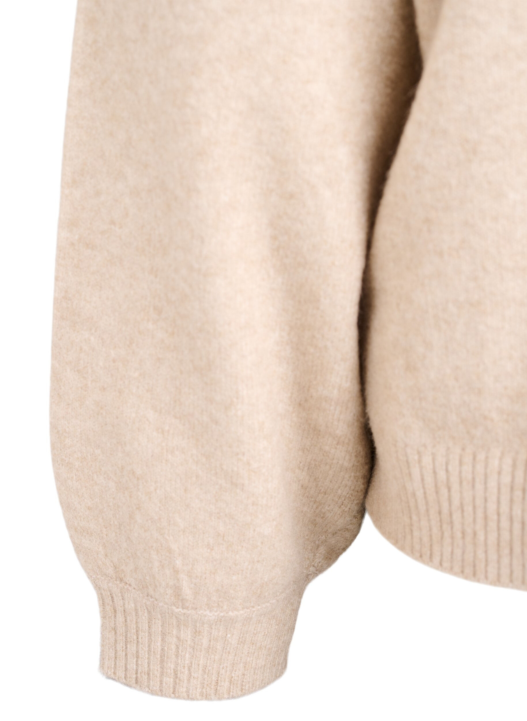 Zizzi Strickjacke mit Wolle und Schleifenkn&ouml;pfen, Beige, Packshot image number 3