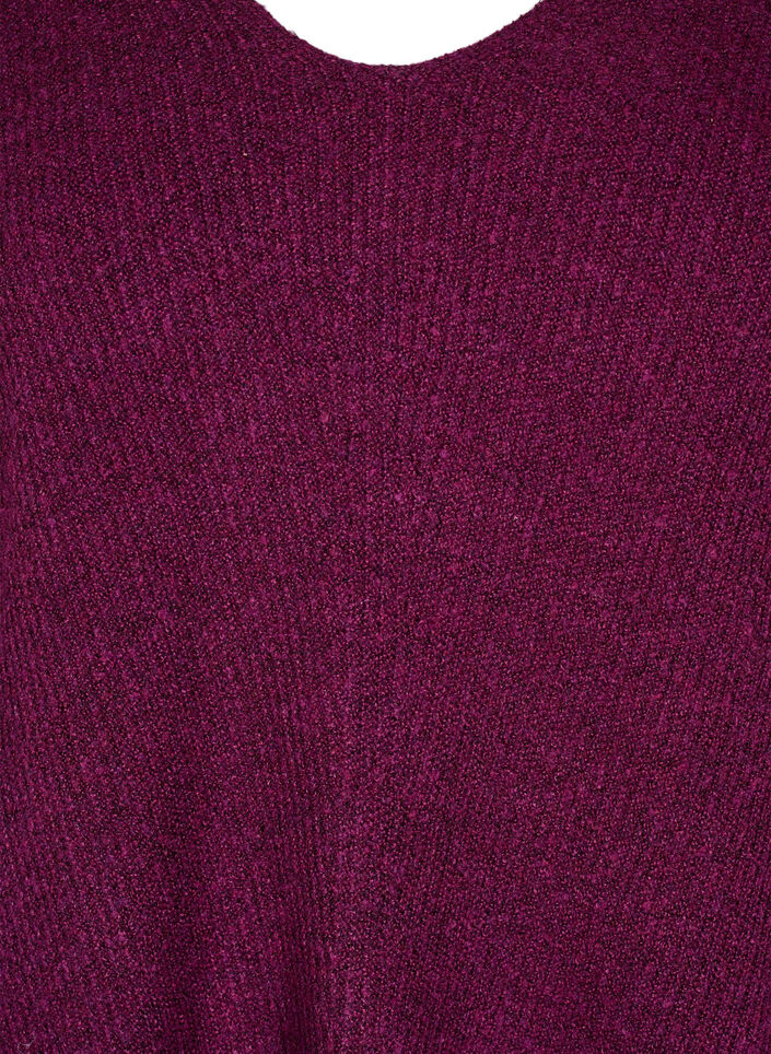 Strickbluse mit V-Ausschnitt und langen Ärmeln, Potent P. Black Mel., Packshot image number 2