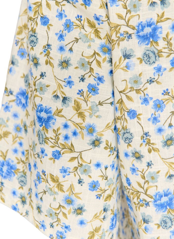 Kurz&auml;rmelige Bluse aus Baumwolle mit V-Ausschnitt, Blau, Packshot image number 3