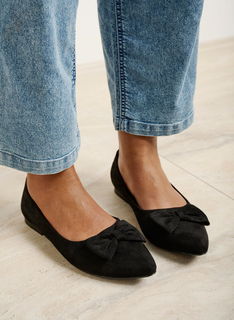 Extra-Weite - Ballerina-Pumps mit Schleife, Schwarz, Image image number 0