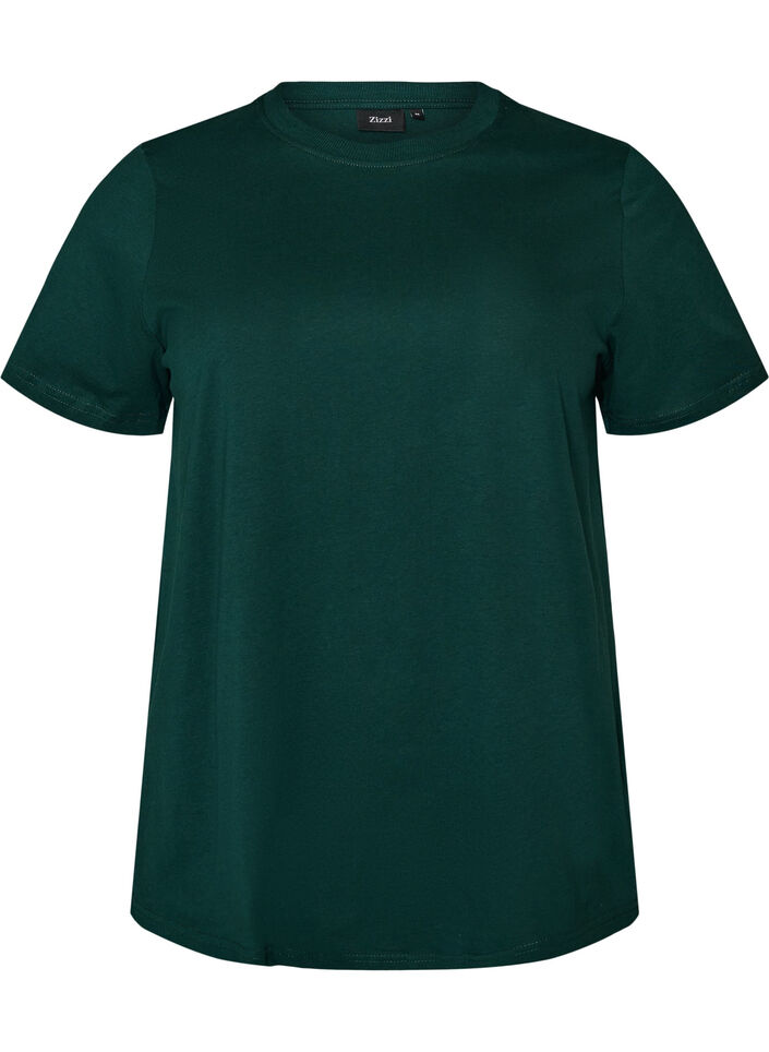 Basic T-Shirt aus Baumwolle mit Rundhalsausschnitt, Gr&uuml;n, Packshot image number 0