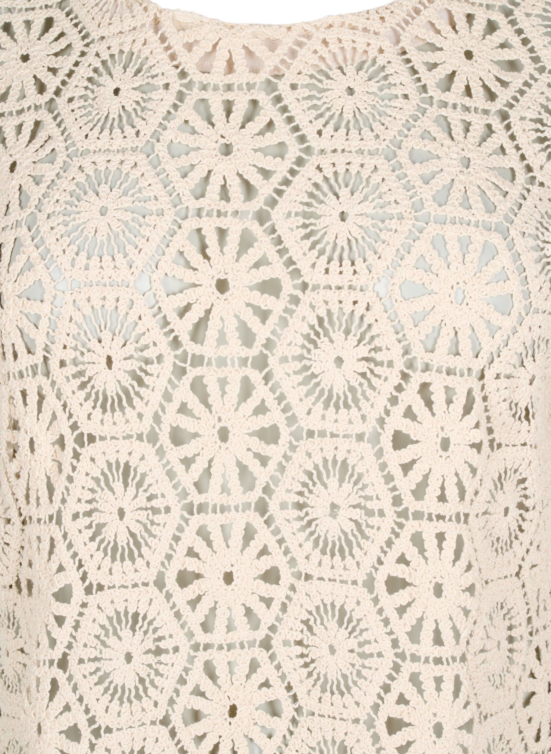 Zizzi H&auml;kelbluse mit kurzen &Auml;rmeln, Beige, Packshot image number 2