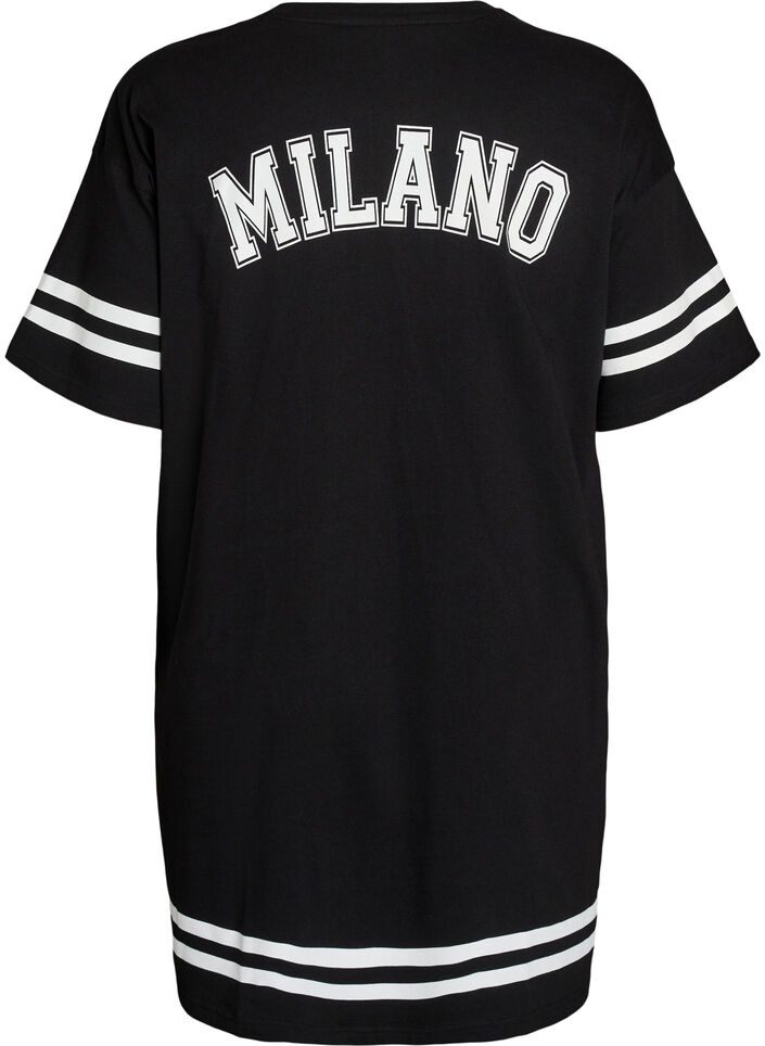 Kurzes T-Shirt-Kleid mit sportlichen Details, Schwarz, Packshot image number 1