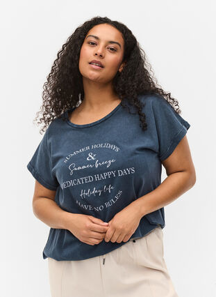 T-Shirt aus Bio-Baumwolle mit Aufdruck, NavyBlazer Acid Bird, Model image number 0