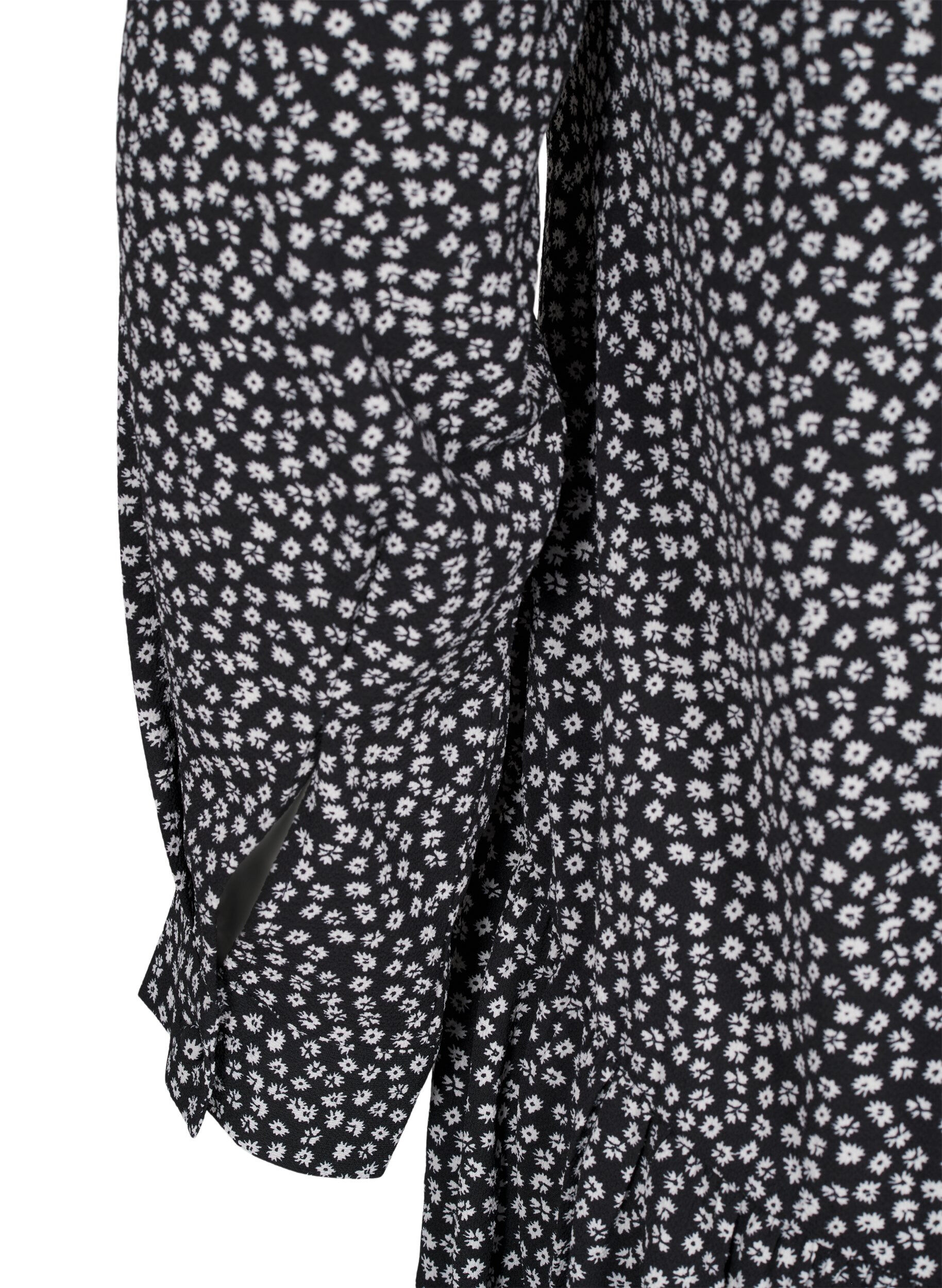 Zizzi Midi-Kleid mit langen &Auml;rmeln, Black Small Flower, Packshot image number 3