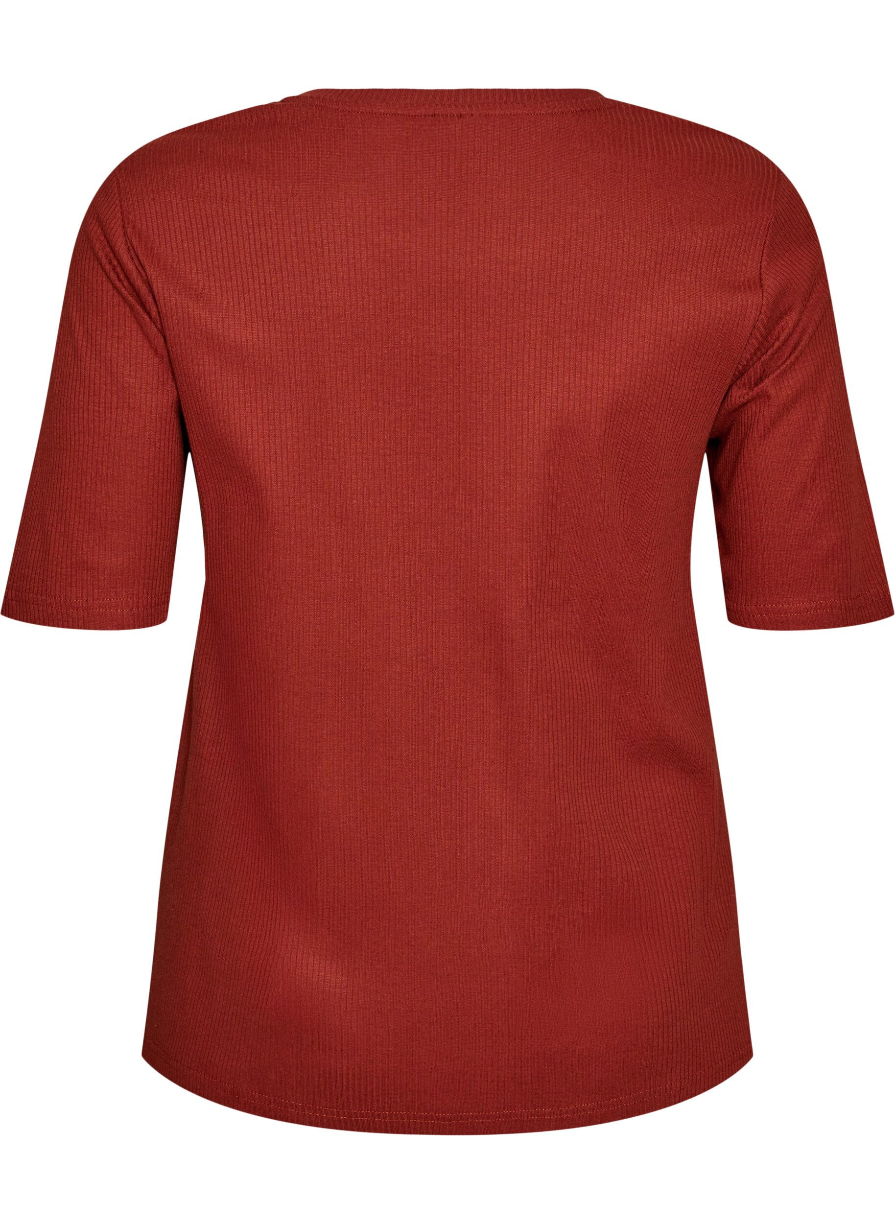 ZizziBluse aus geripptem Jersey mit kurzen &Auml;rmeln, Rot, Packshot image number 1