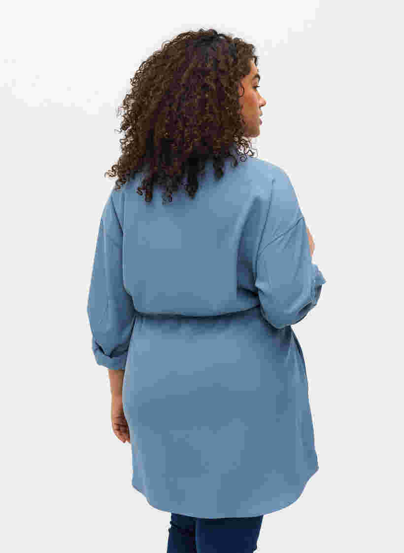 Hemdjacke mit Bindeschnüren und Taschen, Blue Shadow, Model image number 1