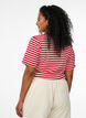 Gestreiftes T-Shirt mit gerippter Struktur, Rot, Model image number 2