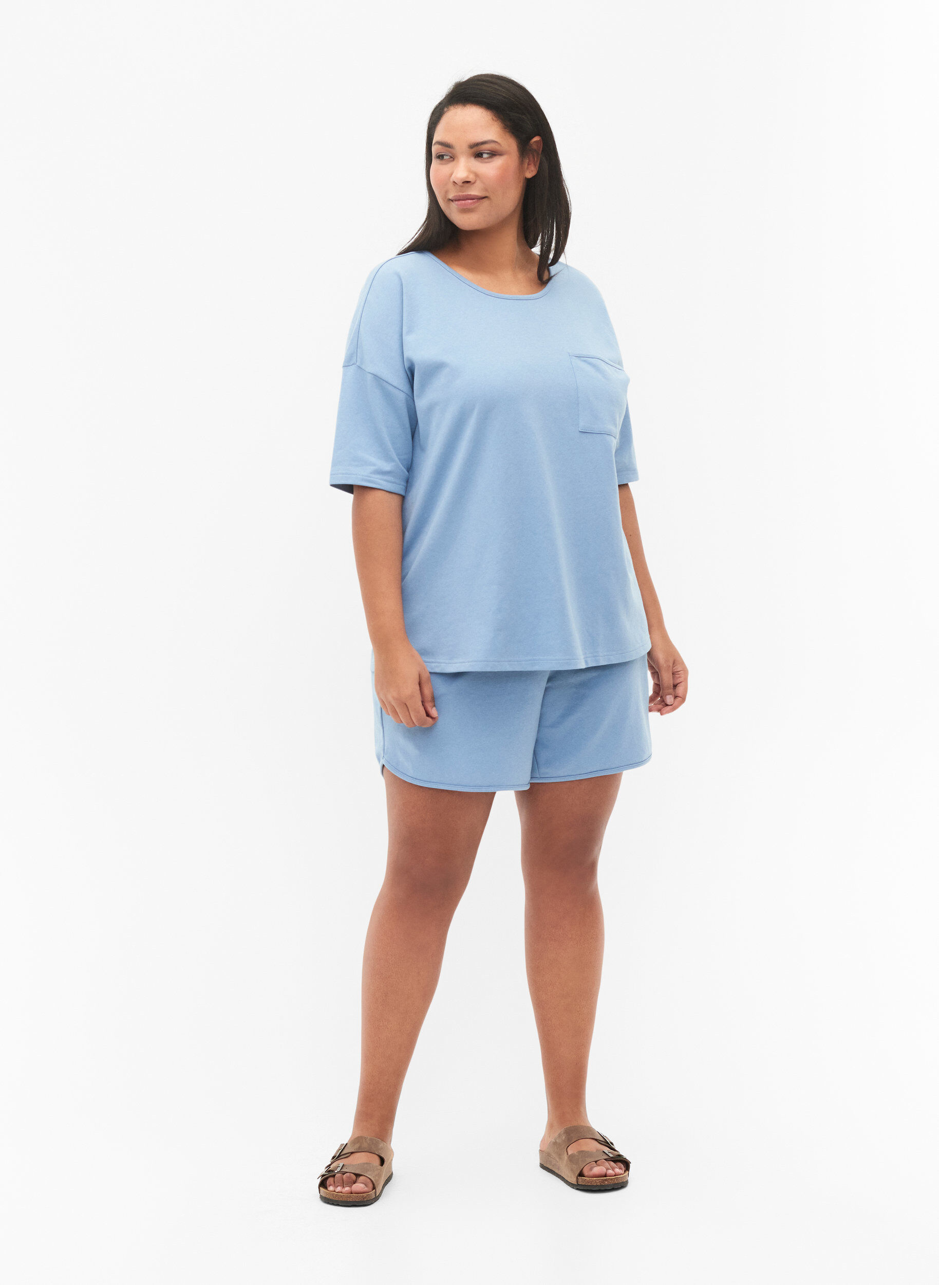 Zizzi Bluse mit 1/2-&Auml;rmeln, Faded Denim, Model image number 2