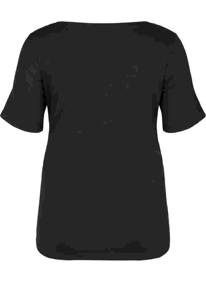 Kurzarm Schwangerschafts-T-Shirt aus Baumwolle, Black, Packshot image number 1
