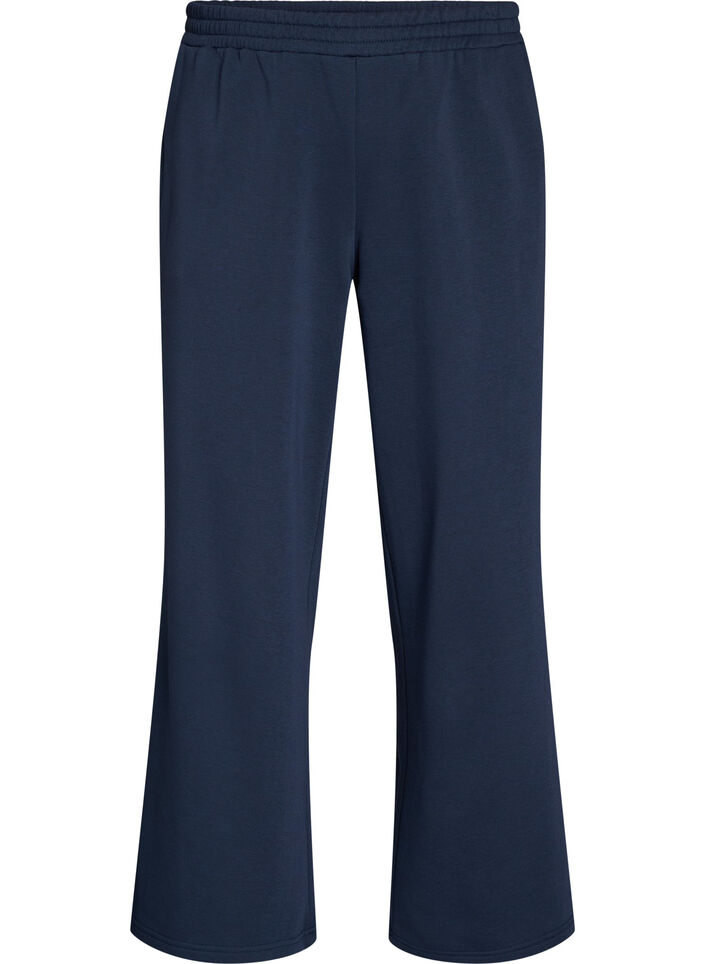 Hoch taillierte Sweatpants mit weitem Bein, Blau, Packshot image number 0