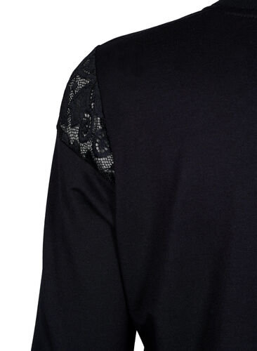 Sweatshirt mit Spitze, Black, Packshot image number 3