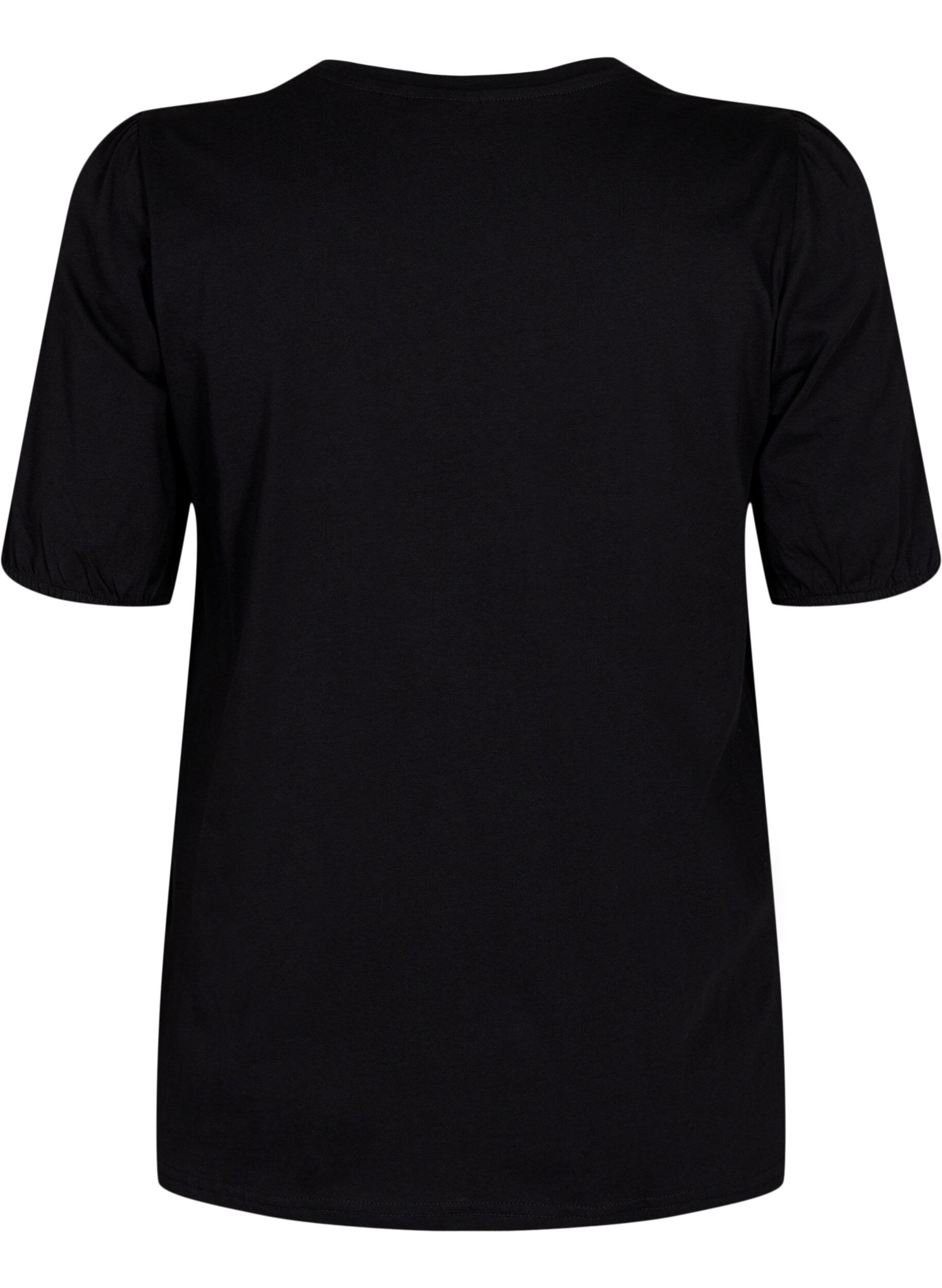 Zizzi T-Shirt aus Baumwolle mit 2/4-&Auml;rmeln, Black, Packshot image number 1