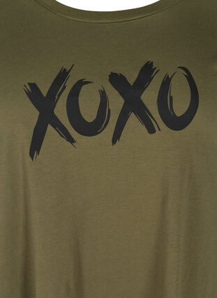 Kurzarm T-Shirt aus Baumwolle mit A-Linie, Ivy Green XOXO, Packshot image number 2