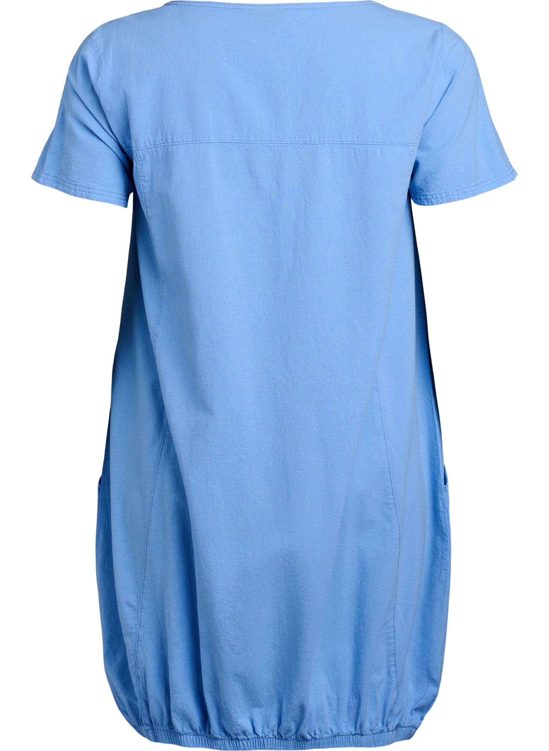 ZizziBaumwollkleid mit kurzen &Auml;rmeln, Blau, Packshot image number 1