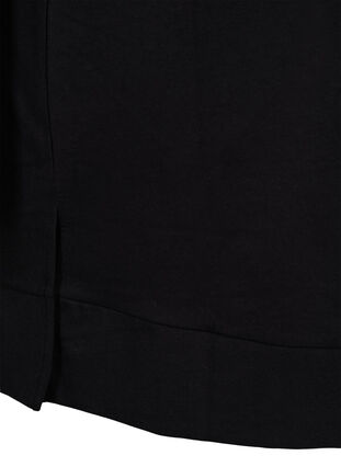 Sweatkleid mit Kapuze und Printdetails, Black Solid, Packshot image number 3