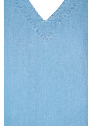 Bluse mit gerafften Ärmeln, Light blue denim, Packshot image number 2