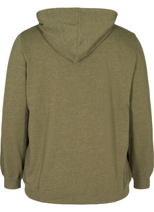 Sweatshirtjacke mit Reißverschluss und Kapuze, Ivy green Melange, Packshot image number 1