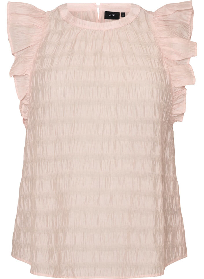 &Auml;rmellose Bluse mit Struktur und R&uuml;schen, Rot, Packshot image number 0
