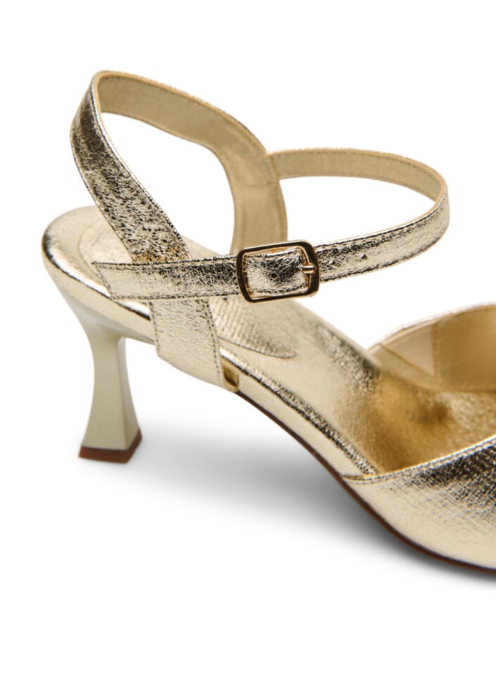 Pumps mit offener Spitze und eckiger Zehenform, Gold, Packshot