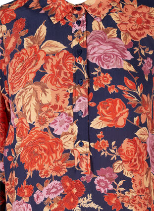 Lange Hemdbluse mit Blumenprint aus Viskose, Vintage AOP, Packshot image number 2