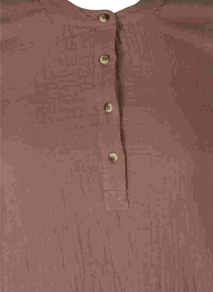 Baumwollbluse mit Knöpfen und 3/4-Ärmeln, Deep Taupe, Packshot image number 2