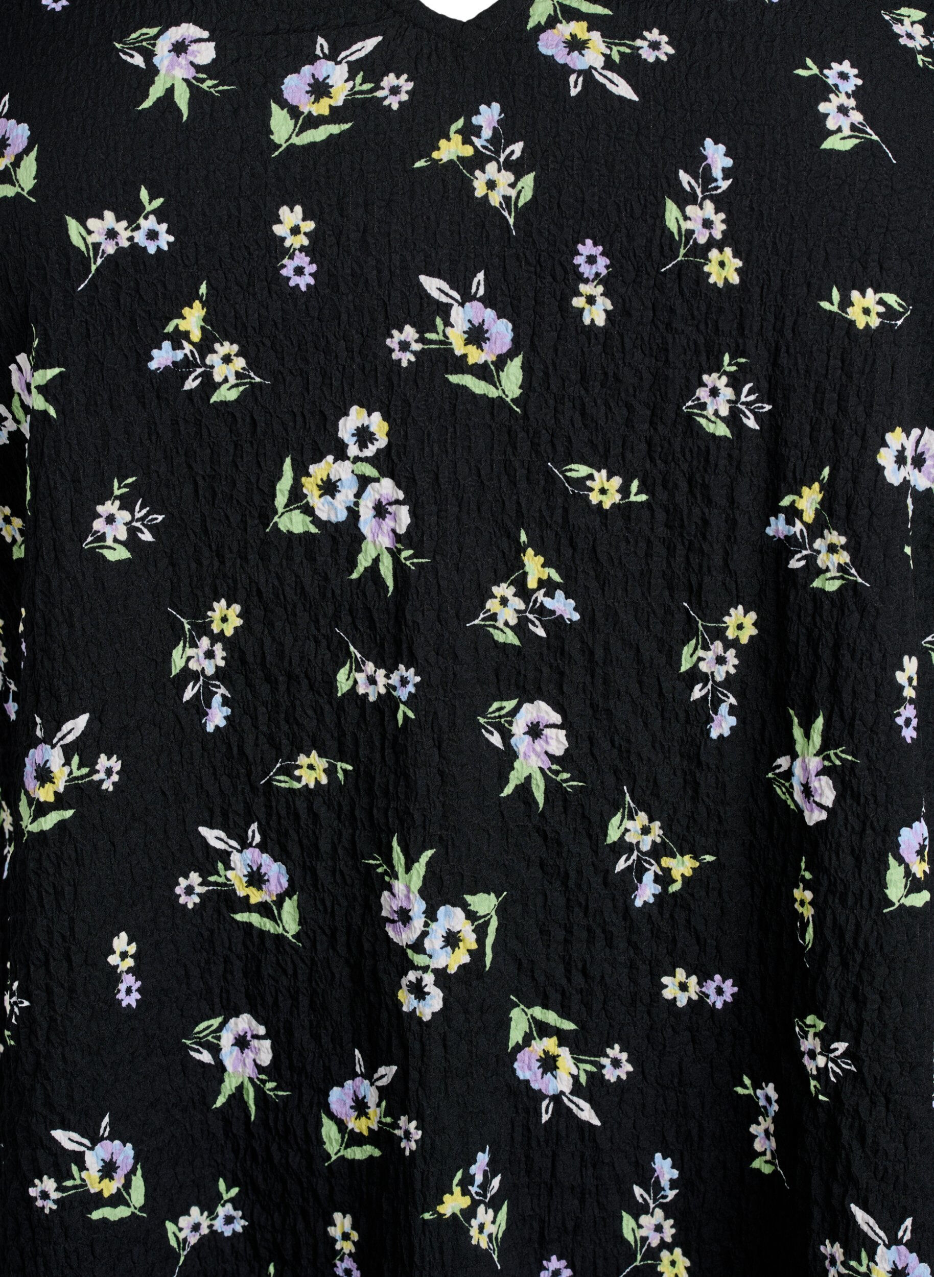 Zizzi Kleid mit kurzen &Auml;rmeln und V-Ausschnitt, Schwarz, Packshot image number 2