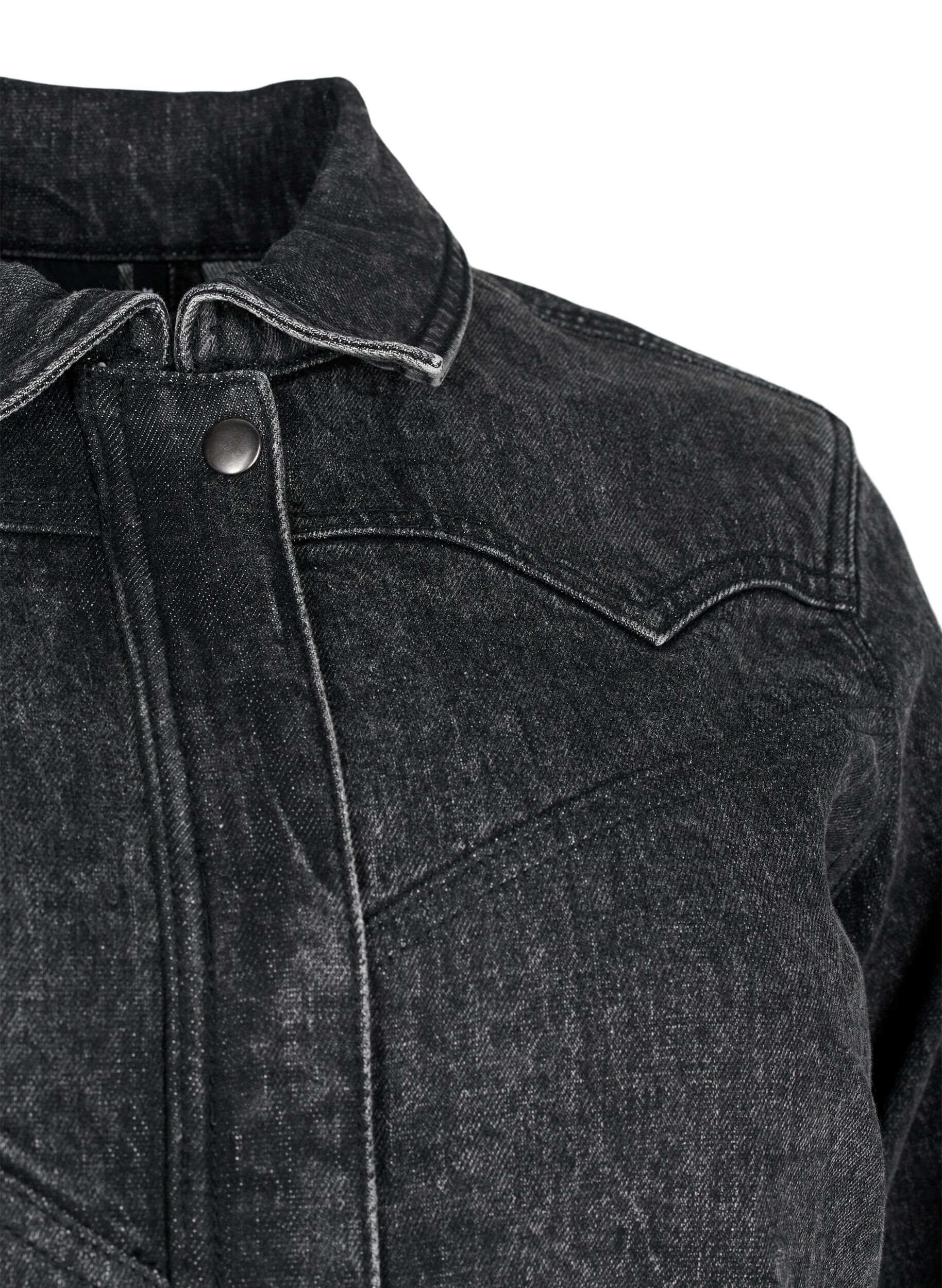 Zizzi Denim-Jacke mit verdecktem Rei&szlig;verschluss, Dark Grey Denim, Packshot image number 2
