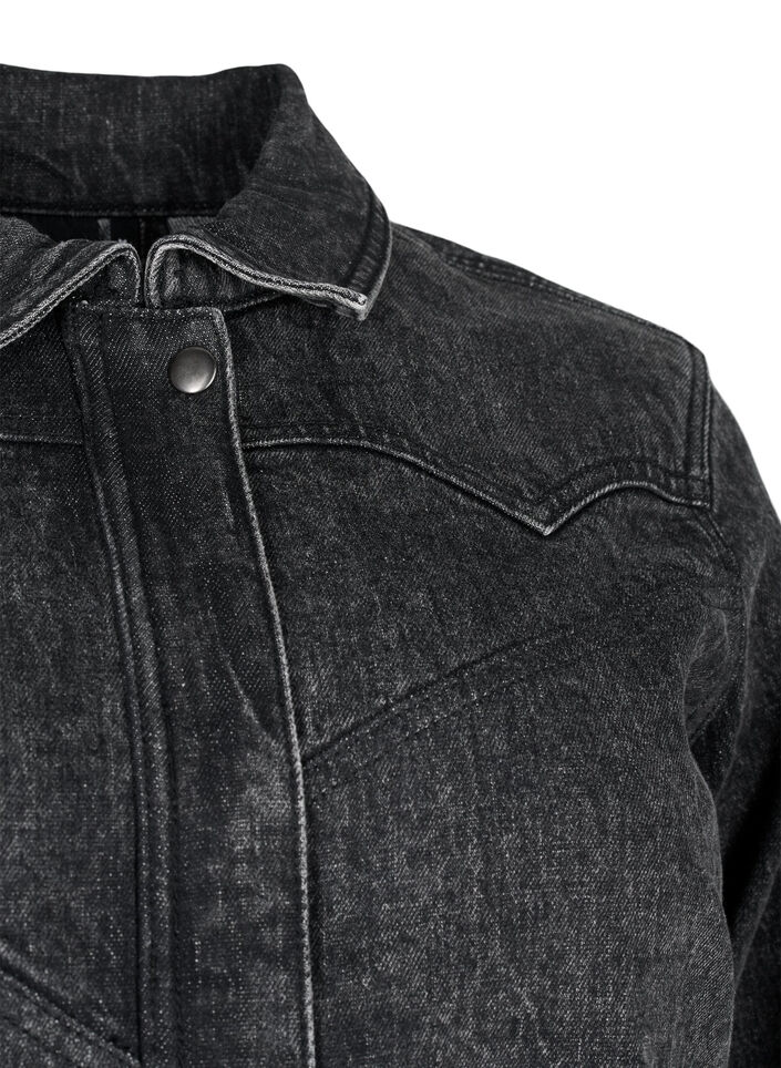 Denim-Jacke mit verdecktem Reißverschluss, Dark Grey Denim, Packshot image number 2