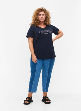 T-Shirt aus Baumwolle mit Textprint, Night Sky W. Las, Model image number 2