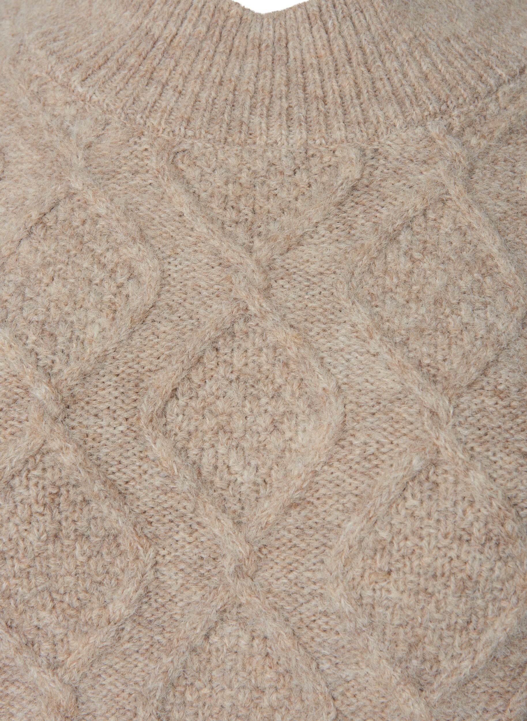 Zizzi Gemusterter Strickpullover mit Rollkragen, Simply Taupe Mel., Packshot image number 2
