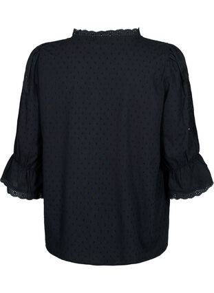 Strukturierte Hemdbluse mit Anglais-Stickerei, Black, Packshot image number 1