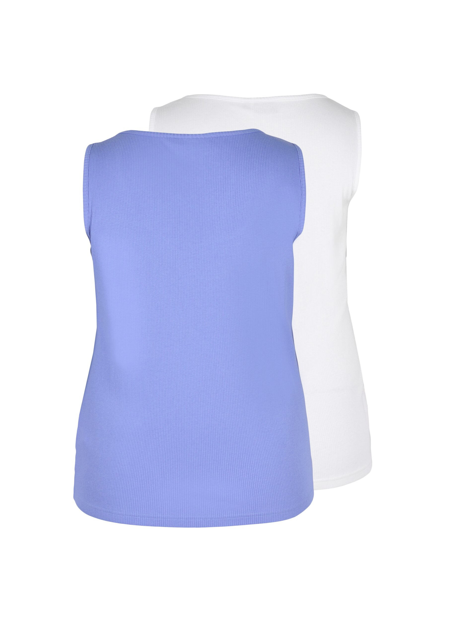 Zizzi 2er-Pack Basic Tanktop in Ripp Optik, Ultramarine/White, Packshot image number 1