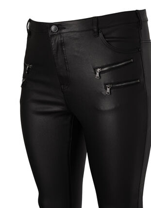 Beschichtete Amy Jeans mit Reißverschluss Detail, Black, Packshot image number 3