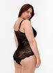Bodystocking aus Spitze mit V-Ausschnitt, Black, Model image number 1