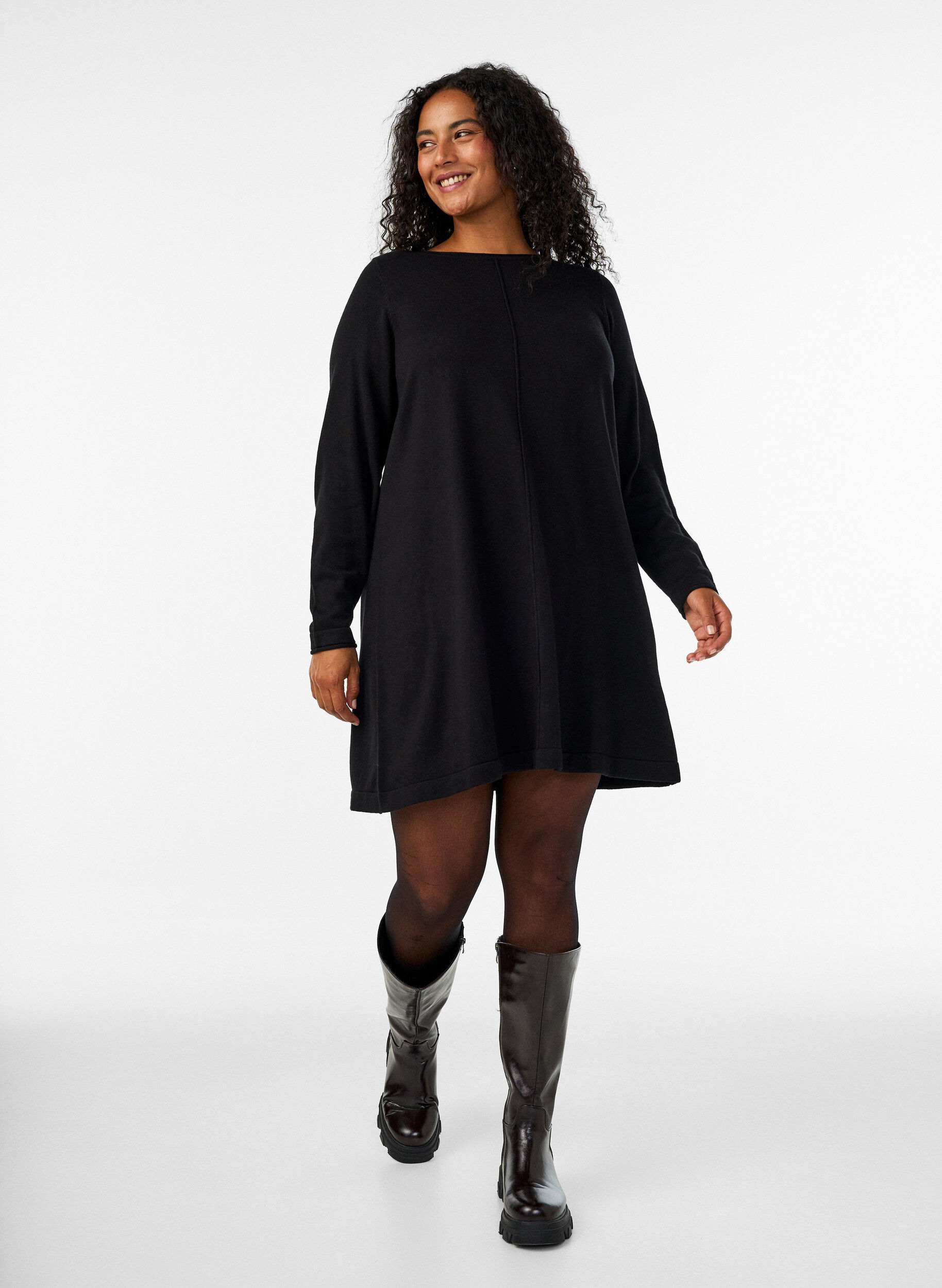 ZizziStrickkleid aus Baumwoll-Viskose-Mischung, Schwarz, Model image number 1