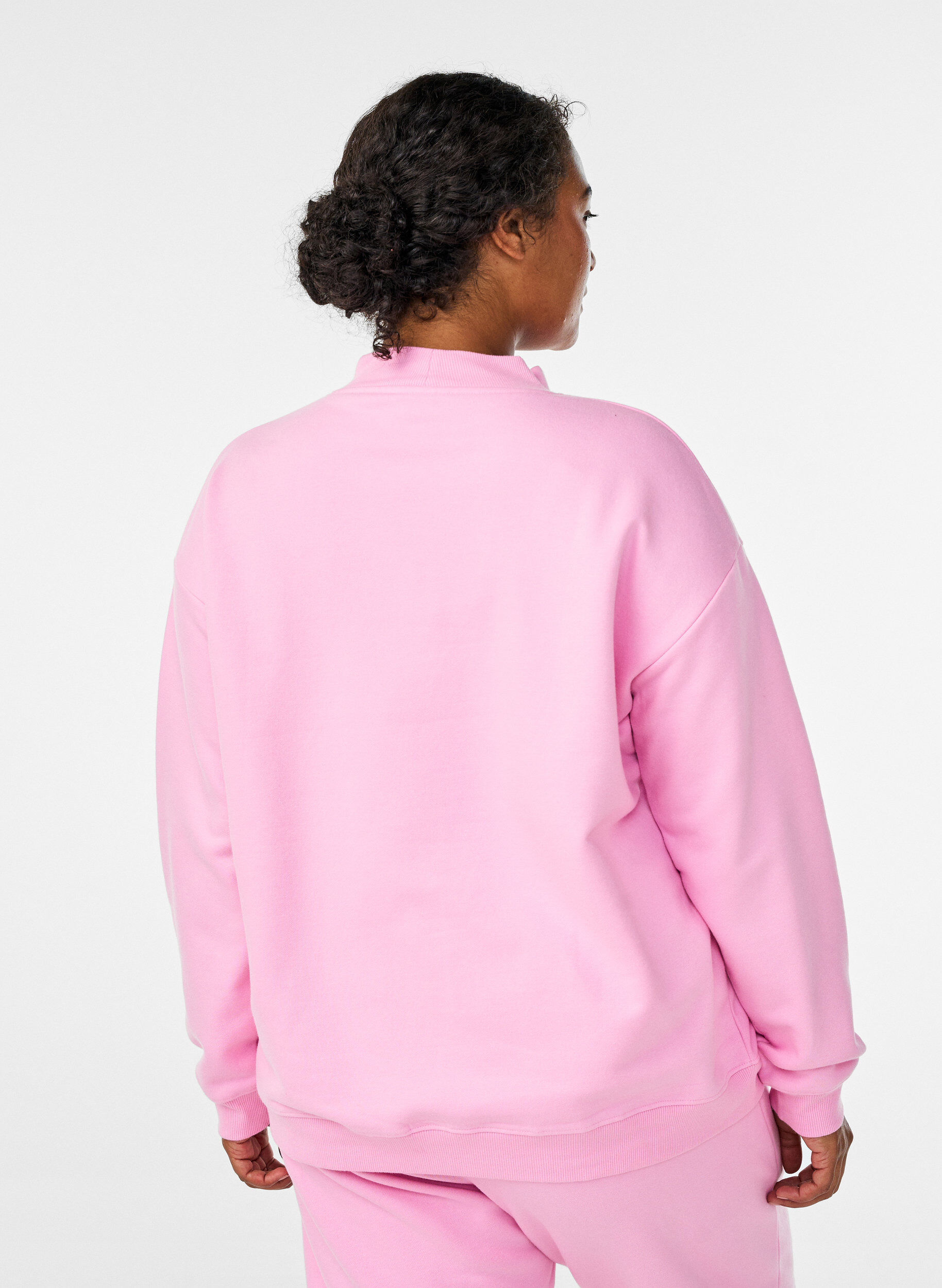 Zizzi Sweatshirt mit hohem Kragen und langen &Auml;rmeln, Pink, Model image number 2