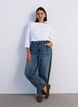 Basic-T-Shirt mit U-Boot-Ausschnitt und 3/4-&Auml;rmeln, Wei&szlig;, Model image number 1