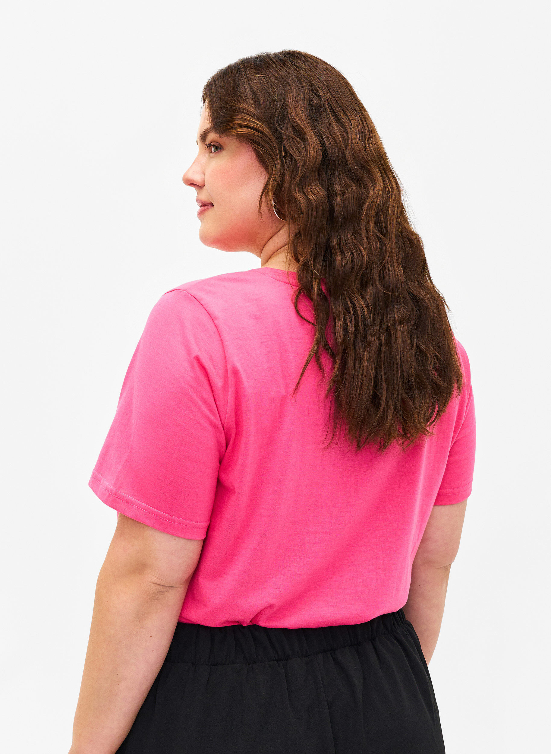 Zizzi FLASH - T-Shirt mit Rundhalsausschnitt, Hot Pink, Model image number 1