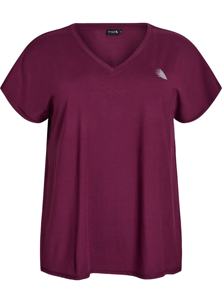 Lockeres Trainings-T-Shirt mit V-Ausschnitt, Rot, Packshot image number 0